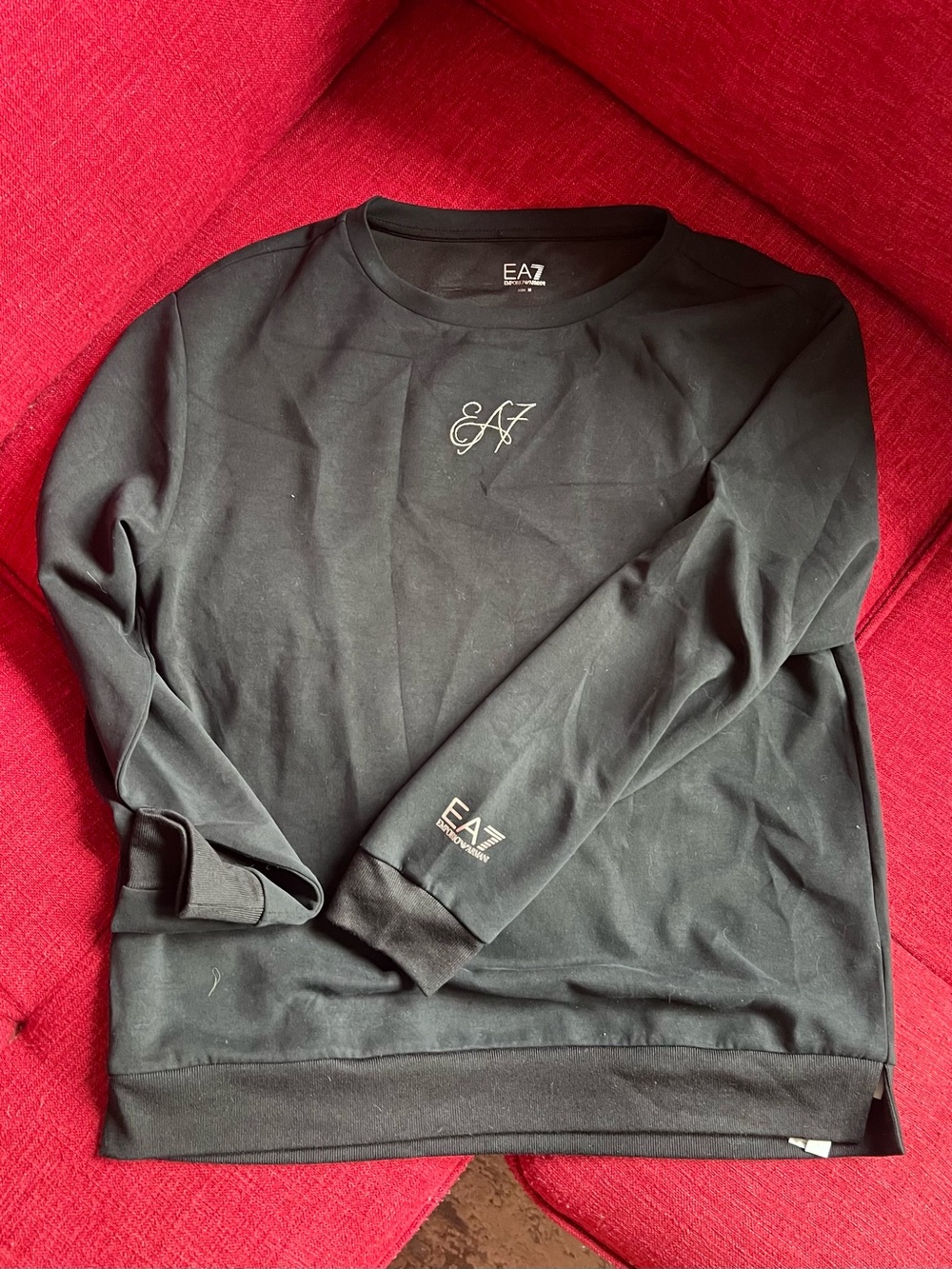 EA7 Emporio Armani Men’s Black Crewneck Sweatshirt - Size Medium